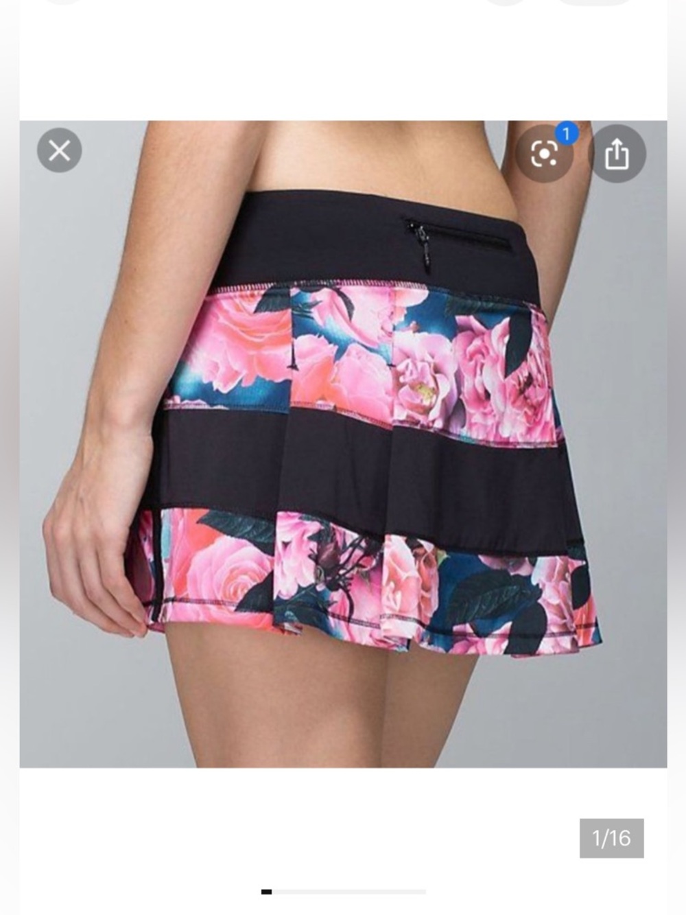 2014 Vintage Lululemon sz 8 Pace Rival Secret Garden black pink floral Skirt